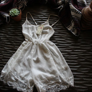 Semi-Sheer, White, Lacey Romper in Women